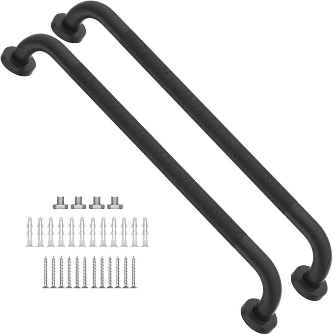 2 Pack 24 Inch Anti Slip Shower Grab Bar Oil Rubbed Black 1.25" Diameter,Munzong Bathroom Grab Bar, Knurled Bathroom Balance Bar,Safety Hand Rail Support Handicap Elderly Senior Assist Bath Handle - ModernBath