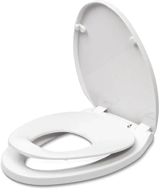 Elongated Toilet Seat with Slow Close Seat, Easy Clean, Suitable Standard Elongated or Oval Toilet with Thickened Plastic Lid, Plastic, White - ModernBath