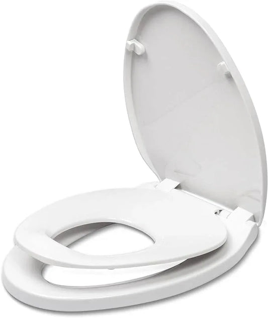 Elongated Toilet Seat with Slow Close Seat, Easy Clean, Suitable Standard Elongated or Oval Toilet with Thickened Plastic Lid, Plastic, White - ModernBath