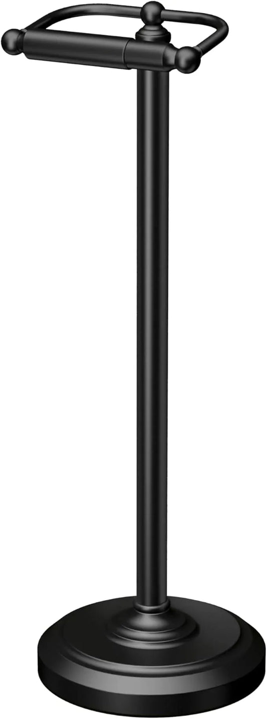 Gatco 1436MX, Freestanding Toilet Paper Holder, 22” H, Matte Black/Floor Standing Weighted Base Toilet Paper Holder Stand - ModernBath