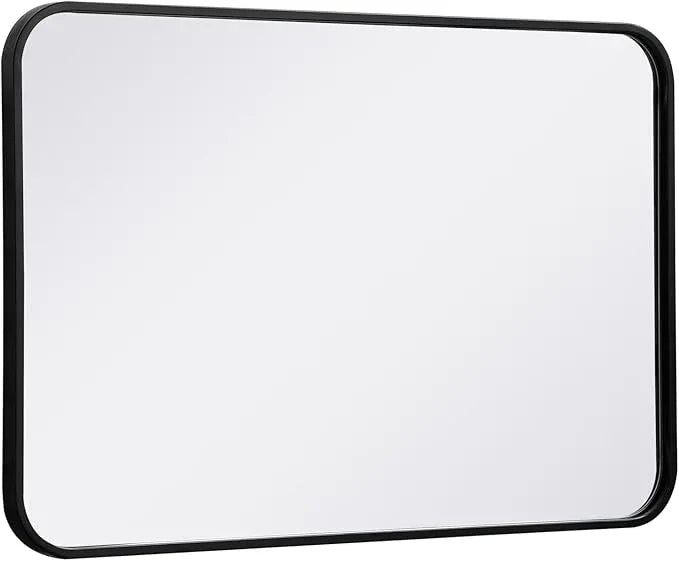 ARS Concepts Aura, Soft Corner Metal Rectangular Mirror 20X30 Inch in, Modern, Black - ModernBath