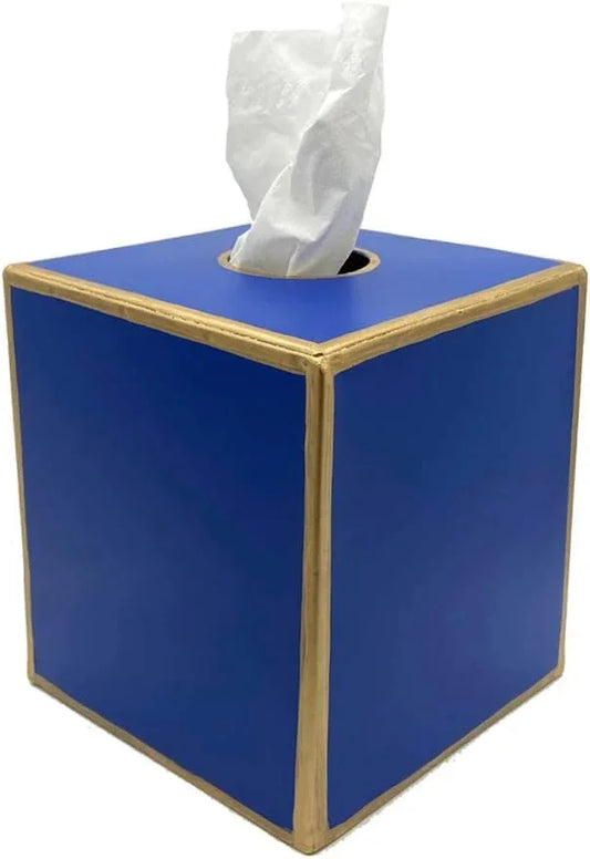 Jaye’s Studio Square Tissue Box Cover Cube, Facial Tissue Holders Decorative Tissue Box Holder for Bathroom Accessories Gold Bedroom Accessories Desk & Home Decor, Metal Tissue Box Cover Blue (6x6x5) - ModernBath