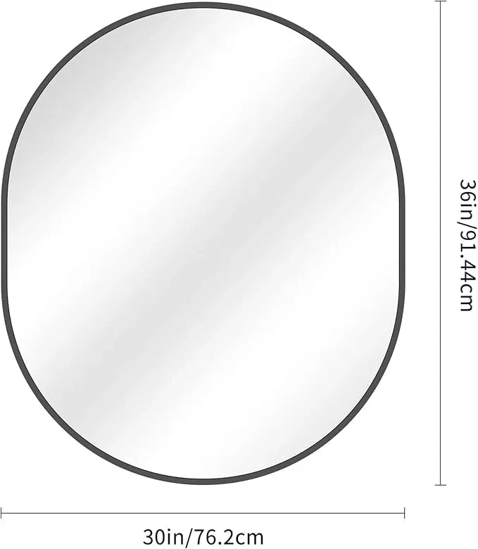 Bathroom Mirrors, 30" x36" Black Mirrors, Oval Vanity Mirrors, Metal Framed Wall Mounted Mirrors, Vertical/Horizontal Mirror for Bathroom Bedroom Entryway Living Room - ModernBath