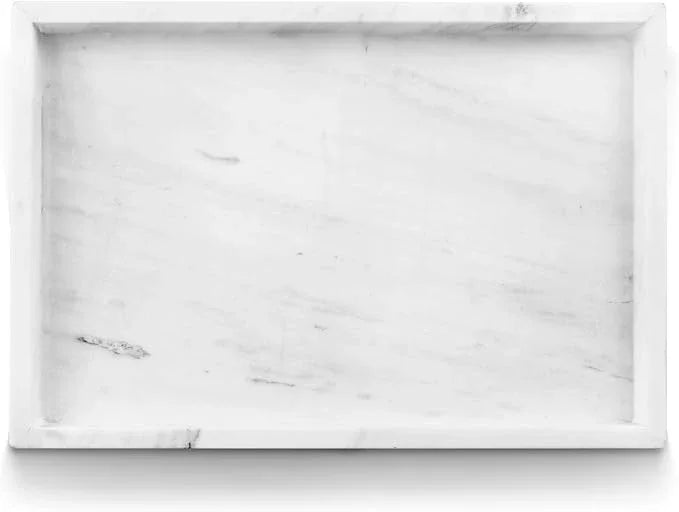Yew & Tulip Natural Marble Vanity Tray, Nature White Marble with Spots Serving Tray for Bathroom, Kitchen, Vanity, Home Decor, Wedding etc. (12" x 8" x 1.2") - ModernBath