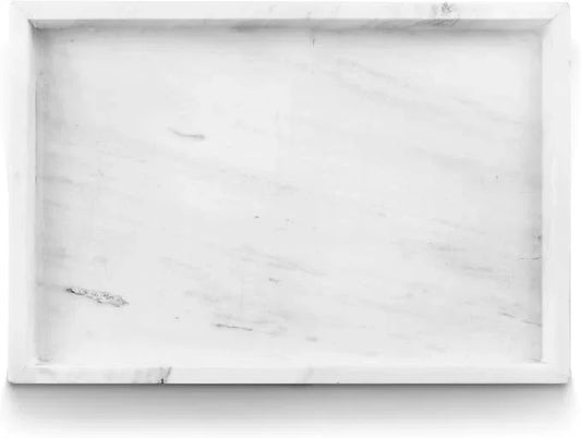 Yew & Tulip Natural Marble Vanity Tray, Nature White Marble with Spots Serving Tray for Bathroom, Kitchen, Vanity, Home Decor, Wedding etc. (12" x 8" x 1.2") - ModernBath