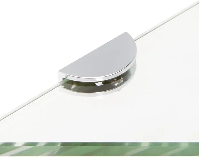 Spancraft Glass HRC12TR-CR Triangle Glass Shower Shelf with Half Round Clamp, Chrome Bracket, 12" - ModernBath