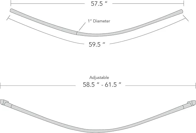 60-Inch Stainless Steel Curved Shower Curtain Rod, 5 Foot Mounted Non-Telescoping Rust Proof (Brushed Nickel) - ModernBath