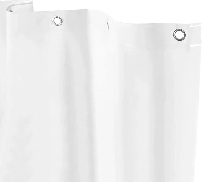 Kenney MB61169 Microban Protected Heavyweight 8 Gauge Waterproof PEVA Shower Curtain Liner with Rust-Resistant Metal Grommets and Weighted Magnetic Hem for Bathroom, 70" W x 72" H, White - ModernBath