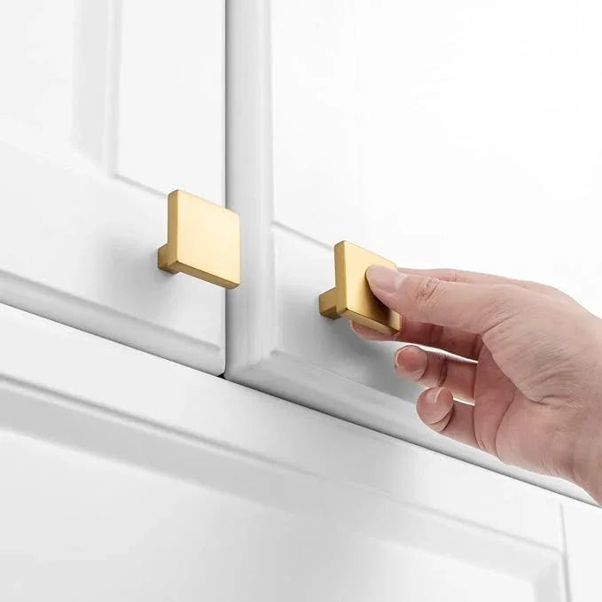 KOOFIZO 30 Pack Brushed Gold Cabinet Knobs Gold Drawer Knobs K03 Square Single Hole Cabinet Pulls for Cabinets Drawer Dresser Cupboard Bedroom Closet Bathroom Vanity - ModernBath