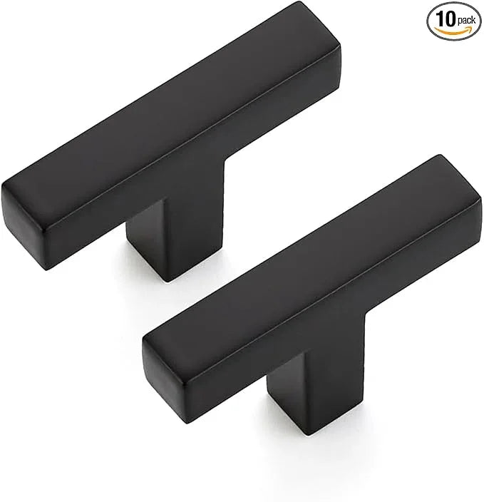 Ravinte 10 Pack Solid Square Bar Handles and Pulls - Black Matte Kitchen Cabinet Hardware - ModernBath