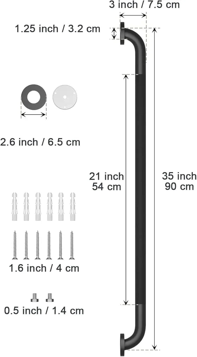 2 Pack 36 Inch Anti Slip Shower Grab Bar Oil Rubbed Black 1.25" Diameter,Munzong Bathroom Grab Bar, Knurled Bathroom Balance Bar,Safety Hand Rail Support Handicap Elderly Senior Assist Bath Handle - ModernBath