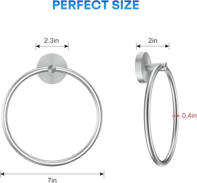 Hand Towel Holder Screw-in Brushed Nickel Towel Ring for Bathroom Wall Stainless Steel Towel Hanger Round Towel Racks for Bathroom Decor and Accessories, 2 Packs - ModernBath