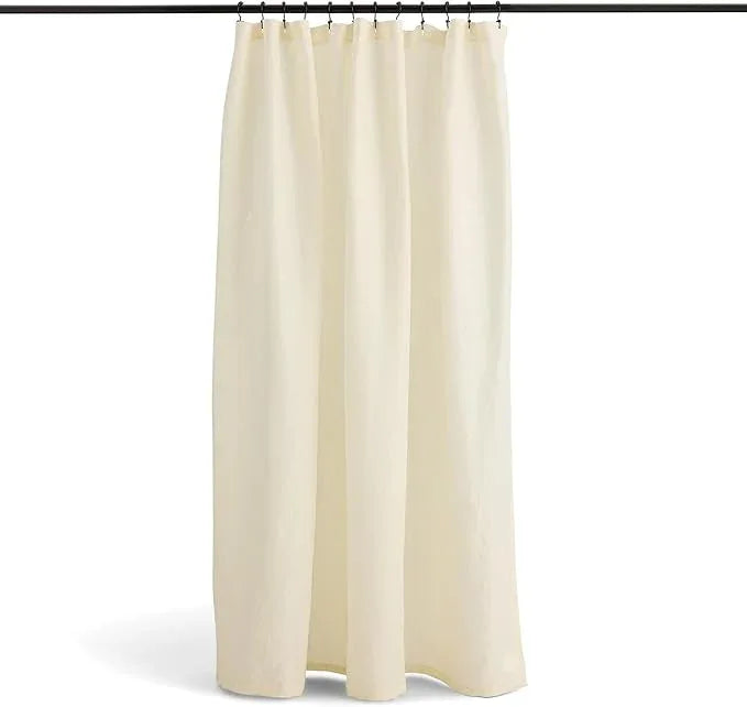 Preston Lane Stonebridge Linen Cotton Shower Curtain, 72" x 72" – 67% Linen 33% Cotton Blend, Fabric Bathroom Curtain with Reinforced Holes with Stitching, Made in Portugal, Alabaster - ModernBath