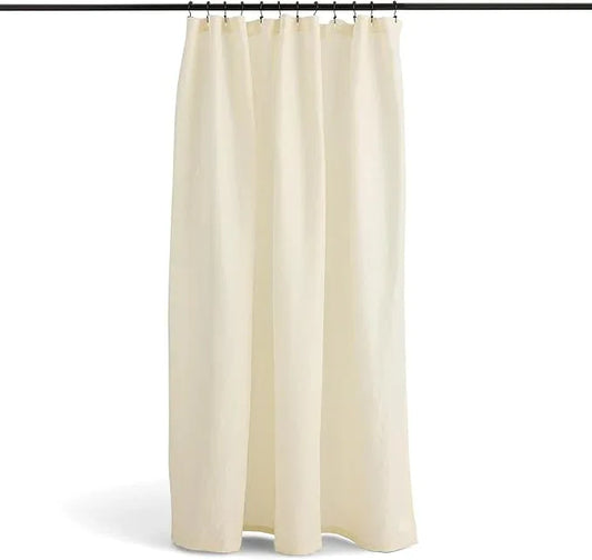Preston Lane Stonebridge Linen Cotton Shower Curtain, 72" x 72" – 67% Linen 33% Cotton Blend, Fabric Bathroom Curtain with Reinforced Holes with Stitching, Made in Portugal, Alabaster - ModernBath