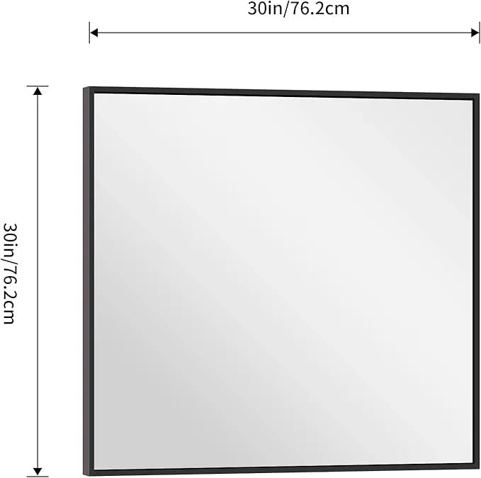 COFENY Black Bathroom Mirror for Wall, 30x30 Inch Rectangle Mirrors with Metal Frame, Modern Vanity Wall Square Mirror for Bathroom Living Room, Entryway Hangs Horizontal or Vertical - ModernBath