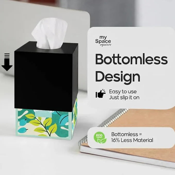 Square Tissue Box Cover | Fits Standard Square Tissue Boxes | Black Tissue Box Holder for Bathroom | Premium Acrylic Tissue Cover | Cube Tissue Holder | 5.3" x 5.3" x 5.5" - ModernBath