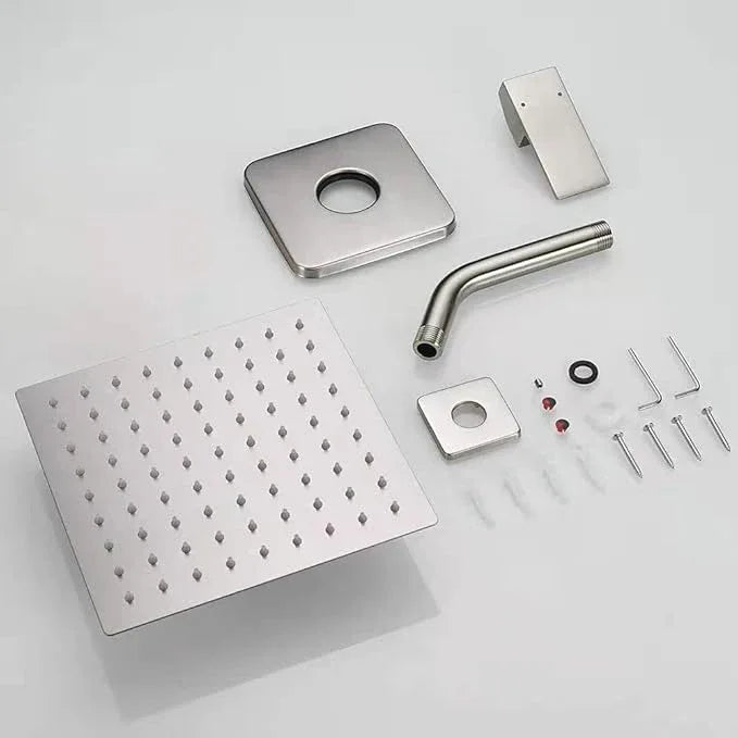 JingGang Shower Faucet Brushed Nickel Rain Shower Head Shower Faucets Sets Complete Bathroom Rainfall Shower System, Single Function Shower Trim Kit with Rough-in Valve - ModernBath