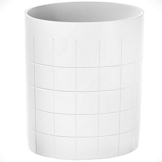 Creative Scents Polar White Small Bathroom Trash Can 1.58 Gal / 6L - Small Oval Waste Basket for Bathroom - Space Friendly Wastebasket Garbage Can for Powder Room, Bedroom or Living Room