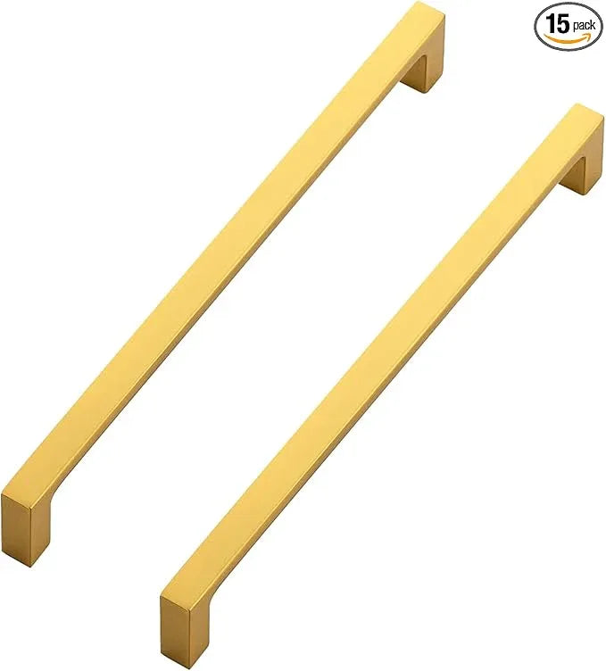 Ravinte 15 Pack Solid 7-1/2 Inch Square Cabinet Handles - Brushed Brass Drawer Pulls - Kitchen Hardware and Handles - ModernBath