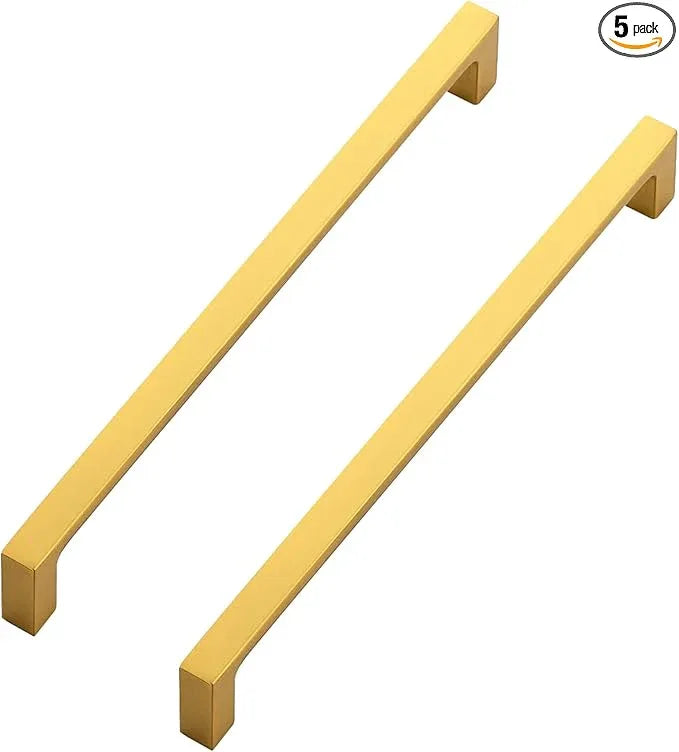 Ravinte 5 Pack Solid 7-1/2 Inch Square Cabinet Handles - Brushed Brass Drawer Pulls - Kitchen Hardware and Handles - ModernBath