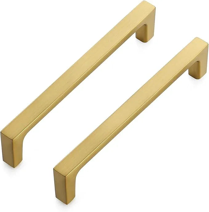 Ravinte 10 Pack Solid 5 Inch Kitchen Square Cabinet Handles Brushed Brass Drawer Pulls Kitchen Cabinet Hardware Handles - ModernBath