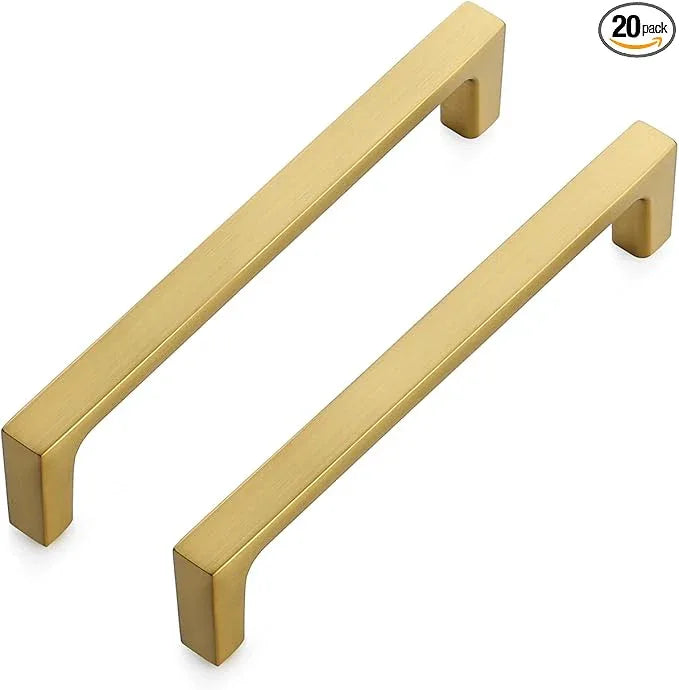 Ravinte 20 Pack Solid 5 Inch Square Cabinet Handles - Brushed Brass Drawer Pulls - Kitchen Hardware and Handles - ModernBath