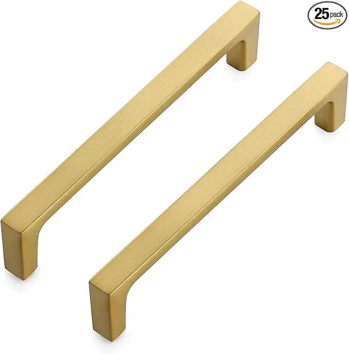 Ravinte 25 Pack Solid 5 Inch Square Cabinet Handles - Brushed Brass Drawer Pulls - Kitchen Hardware Handles - ModernBath