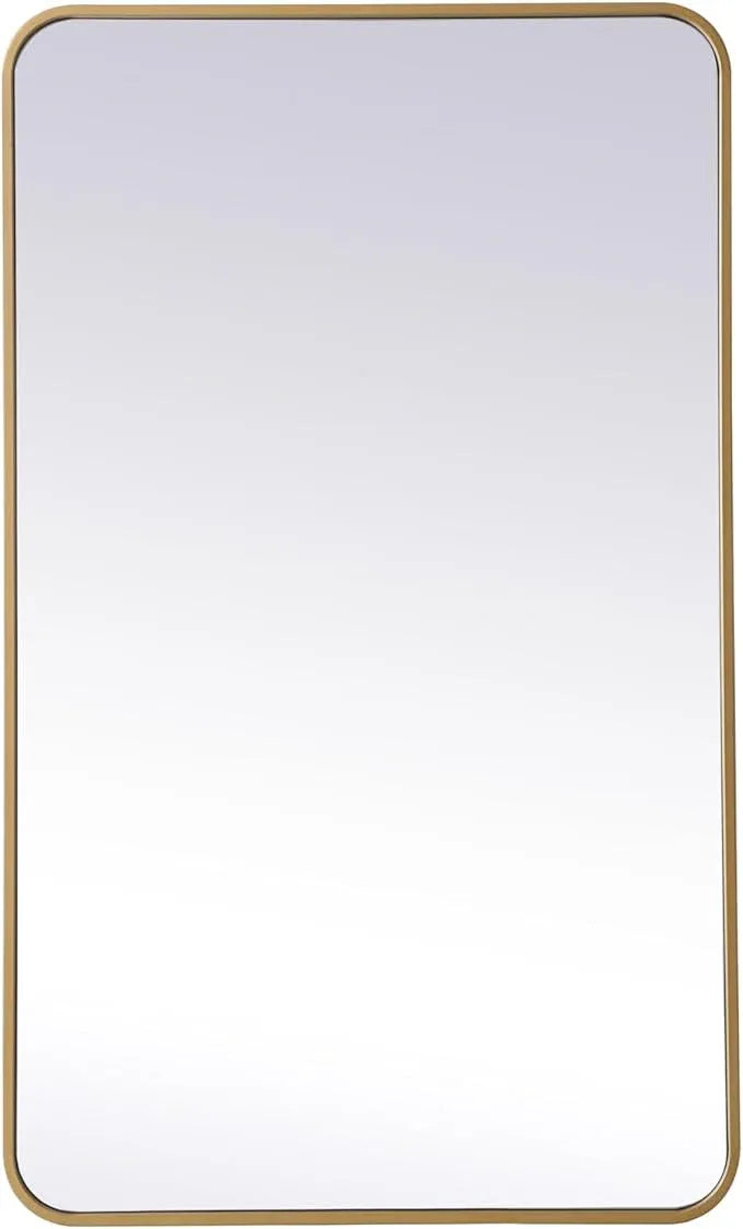 ARS Concepts Aura, Soft Corner Metal Rectangular Mirror 24X40 Inch in, Modern, Brass - ModernBath