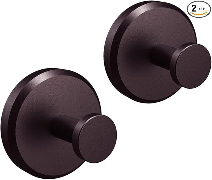 HOME SO Suction Cup Hooks for Shower, Bathroom, Kitchen, Glass Door, Mirror, Tile – Loofah, Towel, Coat, Bath Robe Hook Holder for Hanging up to 15 lbs – Waterproof & Rustproof, Dark Bronze (2-Pack) - ModernBath