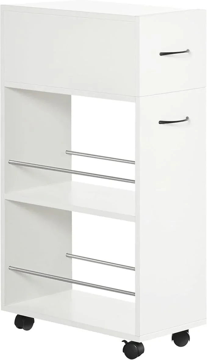 HOMCOM 3- Tier Slim Storage Cart, Rolling Narrow Kitchen Cart on Wheels for Small Place, Slide Out Side Utility Cart for Bathroom, Laundry - ModernBath