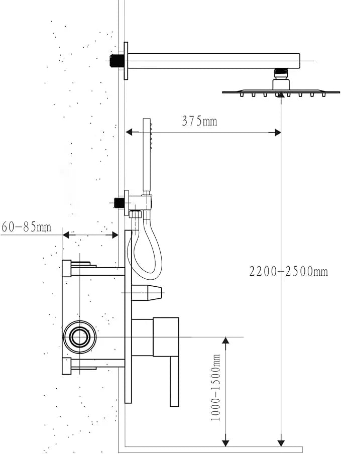 Fransiton Shower Faucet set with Shower head 10 Inches Rainfall Shower Head and Handle Set Single Handle Wall Mounted Shower System Set with Female Threads Valve Body(Matte Black) - ModernBath