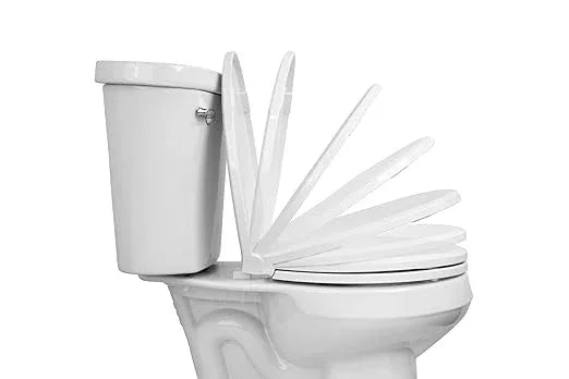 Centoco Elongated Toilet Seat, Heavy-Duty Wood Core with Plastic Scratch-Resistant Finish, Soft Close, Made in the USA, 900SC-001, White - ModernBath