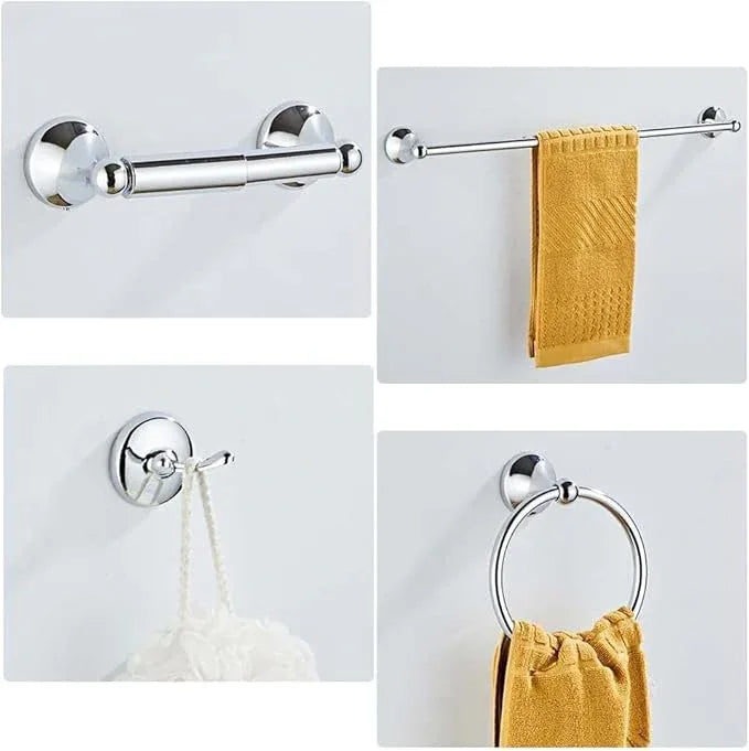 8 Piece Bathroom Accessory Set(Adjustable Towel Bar, Towel Ring, Toilet Paper Holder,Towel Hook), Wall Mounted Bathroom Hardware Accessories Set,Chrome - ModernBath