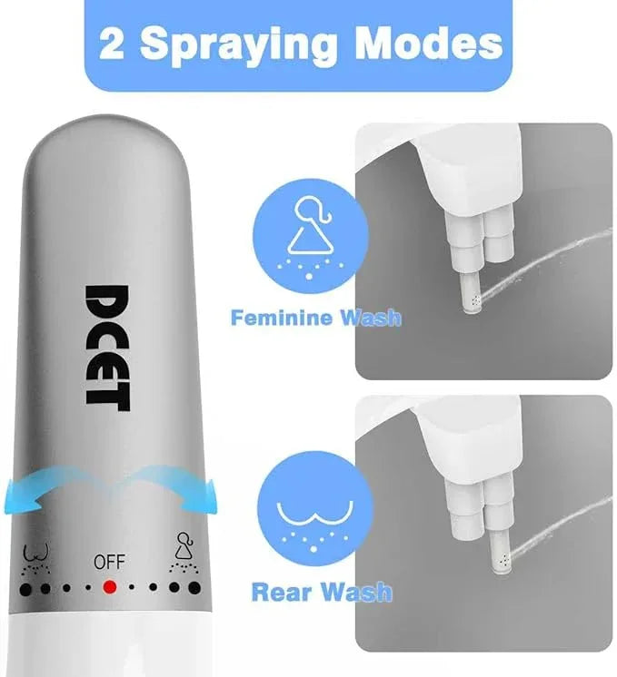 Ultra-Slim Bidet Attachment for Toilet - Dual Nozzle (Frontal & Rear Wash), Adjustable Water Pressure, Non-Electric, Cold Fresh Water, Easy to Install, Fits Existing Toilets (White) - ModernBath