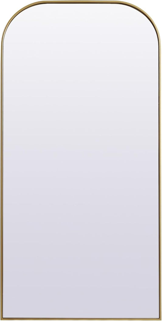 Illuminate, Metal Frame Arch Full Length Mirror 35X72 Inch in, Modern, Brass