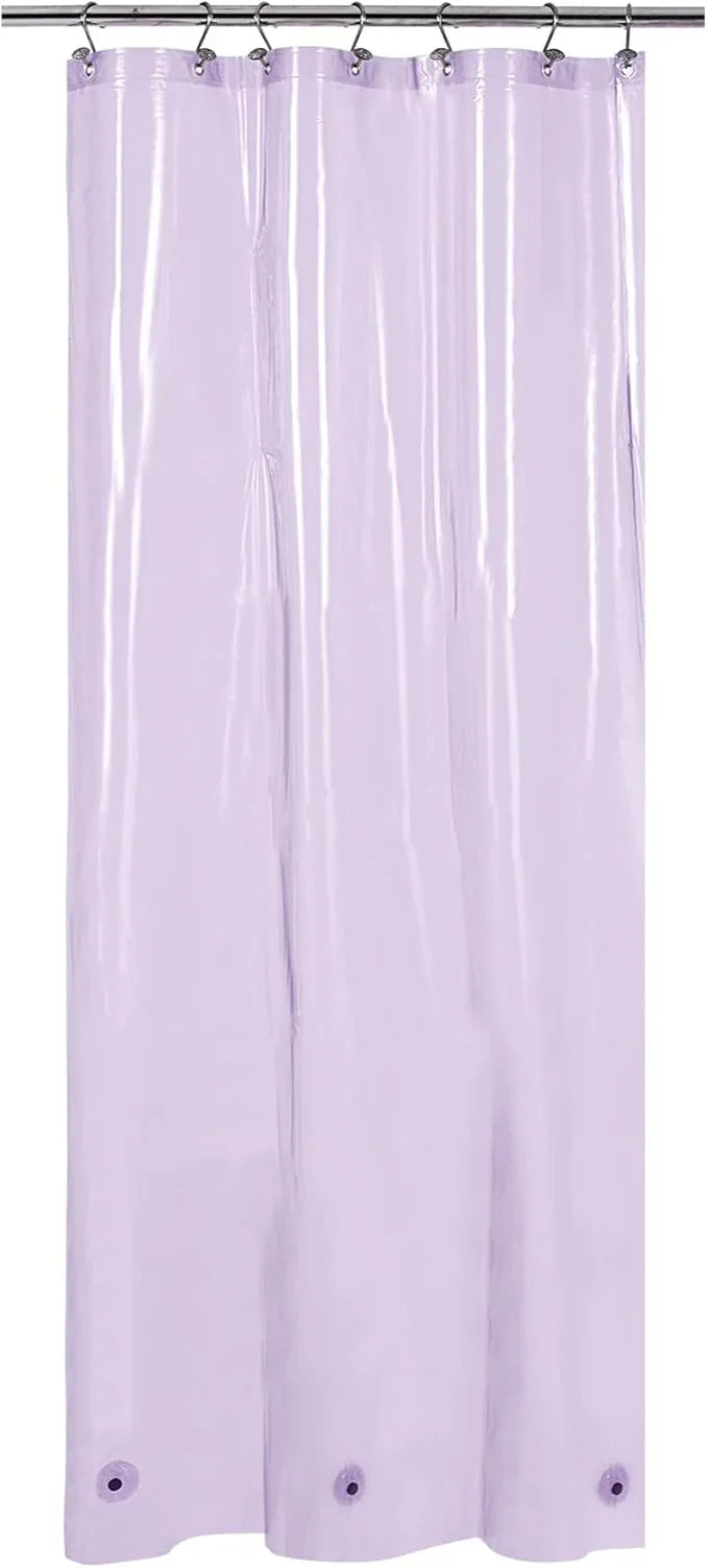 Barossa Design Clear Lavender Stall Shower Curtain Liner 36" W x 72" H - Waterproof Lightweight PEVA Plastic Shower Liner for Small Bathroom, 3 Bottom Magnets & Metal Grommets - Clear Lavender - ModernBath