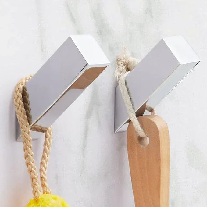 NINETREX Towel Hooks Chrome SUS 304 Stainless Steel 2 Pack Heavy Duty Modern Wall Hooks Silver Robe Hook for Bathroom Livingroom Hotel Style Wall Mounted，Polished Chrome Silver Hooks - ModernBath