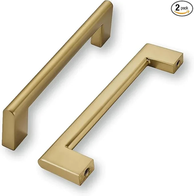 khtumeware 3-1/2 Inch Hole Center 2-Pack,Brushed Brass Heavy Duty Soild Cabinet Pulls,Kitchen Drawer Handle, Hardware for Bathroom, Drawer, Cabinet, Door Cabinet - ModernBath