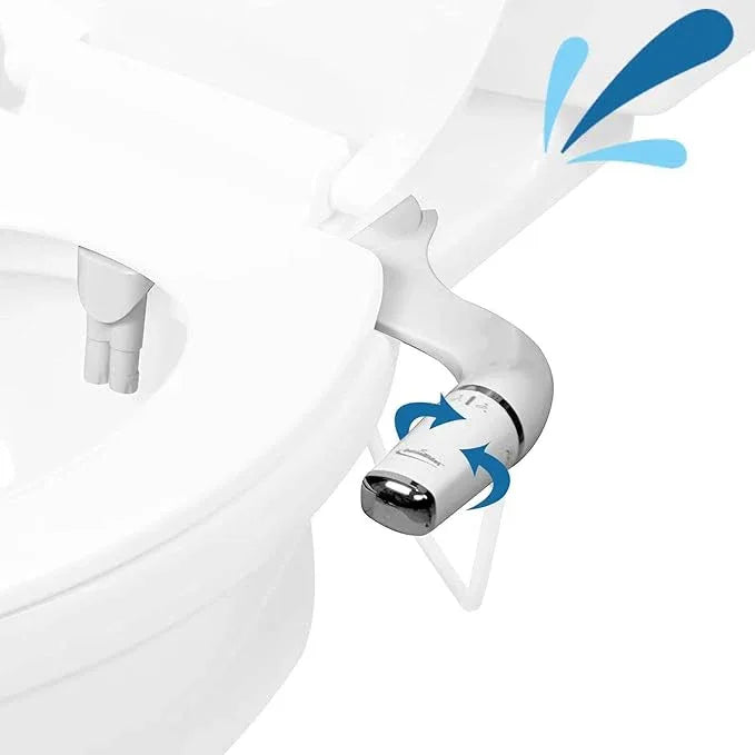 GenieBidet Bidet Attachment for Toilet - Ultra-Slim Left Handed Hygienic Bidet Attachment For Existing Toilets - Bidet Toilet Seat Attachment with Pressure Controls - Travel Bidet Included - ModernBath