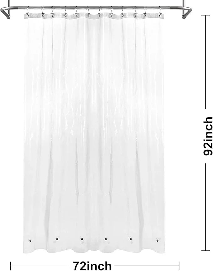 Barossa Design X-Long Shower Curtain Liner with 6 Magnets - 72" x 92", Waterproof PEVA Shower Liner for Bathroom, PVC Free, Metal Grommets - Clear, 72X92 - ModernBath