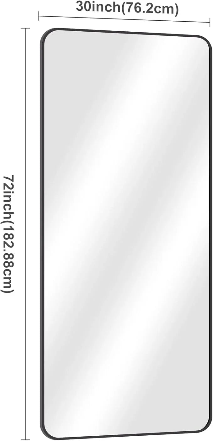 DESBING 72" x 30"Bathroom Mirror, Matte Black Wall Mirror with Metal Frame, Decorative Rectangular Vanity Mirror for Bedroom Bathroom Living Room Entryway (Horizontal/Vertical) - ModernBath
