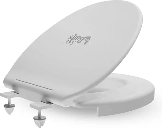 Safe Buns Round Toilet Seat - Patented Dual Lock Rims with Four Slip-Resistant Bumpers - Soft Close Toilet Seat with 100% Polypropylene for Durability - Easy Clean & Universal Fit for all Toilets - ModernBath