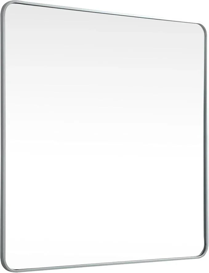 ARS Concepts Aura, Soft Corner Metal Square Mirror 42X42 Inch in, Modern, Silver - ModernBath