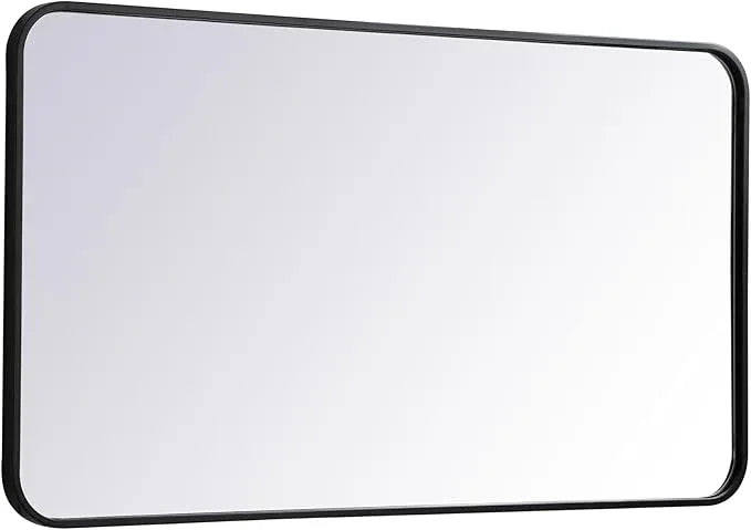 ARS Concepts Aura, Soft Corner Metal Rectangular Mirror 22X40 Inch in, Modern, Black - ModernBath