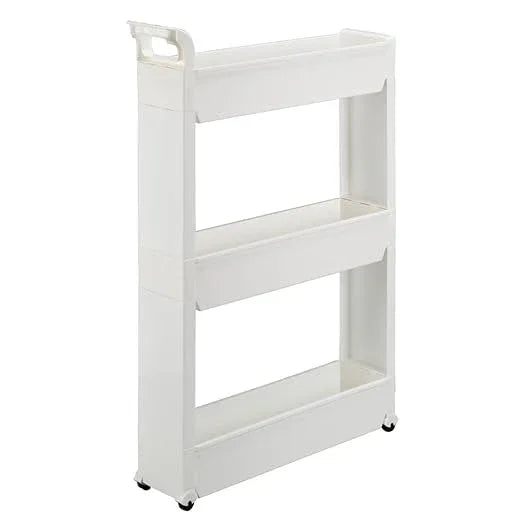 Miles Kimball Slim Storage Cart with 3 Baskets/Shelves and Rolling Casters for Kitchen, Laundry, and Small Space Storage, Durable Plastic - Measures 21" Long x 5" Wide x 28 1/4" High - ModernBath