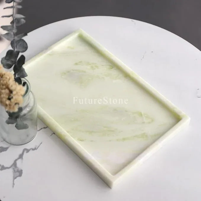 Real Luxurious Natural Marble Vanity Tray Genuine Marble Storage Tray for Home Decor Stone Tray for Bathroom/Kitchen/Vanity/Dresser,Plate Holder for Tissues, Candles, Towel - ModernBath