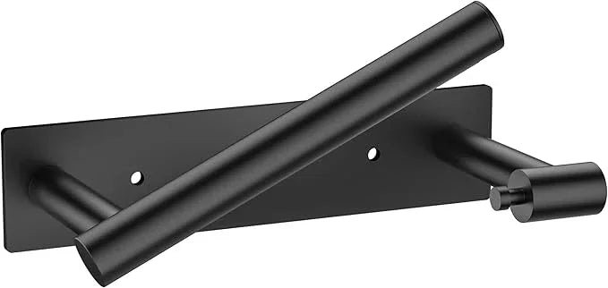 FORIOUS Black Toilet Paper Holder, Adhesive or Wall Mounted Options, Stainless Steel Rustproof Stick on no Drilling Double Post Pivoting Toilet Tissue Roll Holder Wall Mount for Bathroom, Matte Black - ModernBath