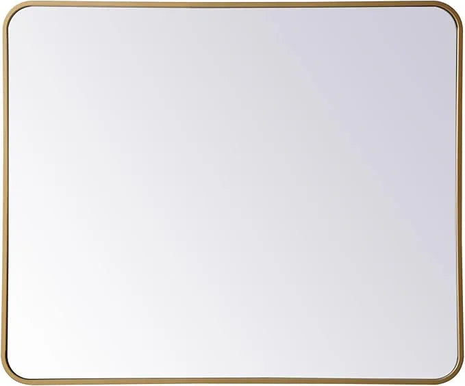 ARS Concepts Aura, Soft Corner Metal Rectangular Mirror 30X36 Inch in, Modern, Brass - ModernBath