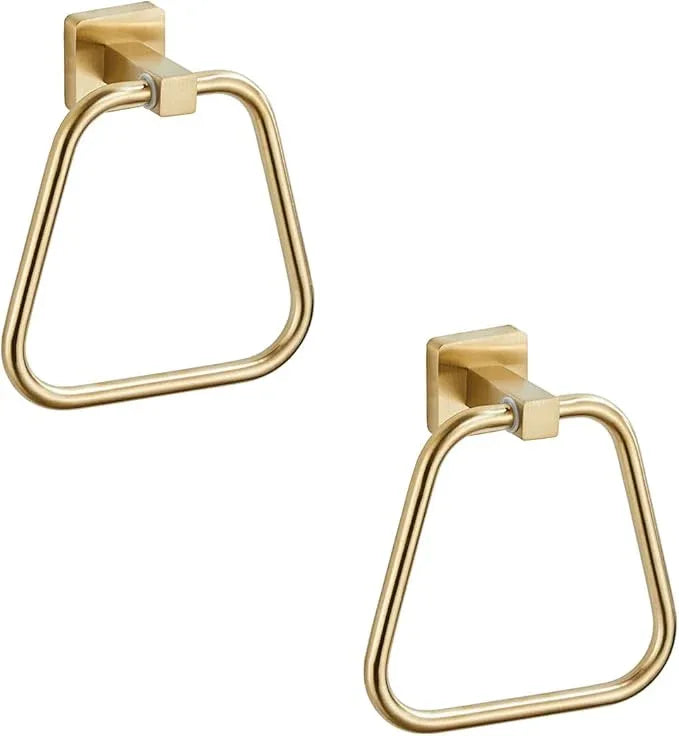 Brushed Gold Towel Ring for Bathroom 2 Pack, Kitchen Bath Towel Holder Hangers Wall Mount Heavy Duty Stainless Steel - ModernBath