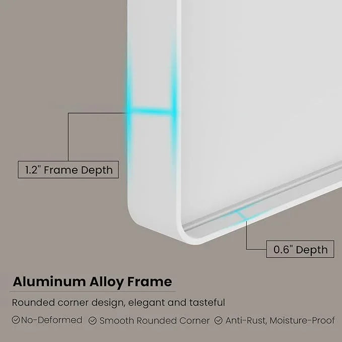 JISOSO White Bathroom Mirror 72x36 Inch, White Metal Framed Bathroom Mirror for Wall, Rounded Rectangle Matte Bathroom Vanity Mirror, Tempered Glass, Anti-Rust, Horizontal/Vertical - ModernBath